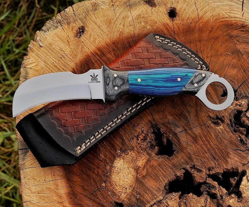 BE BREAK EDGE Handmade StainlessSteel Lineman’s Hawkbill knife with Leather sheath, Heavy Duty Utility Knife blade Electrician Wire Skinning knife for professional. - Image 5